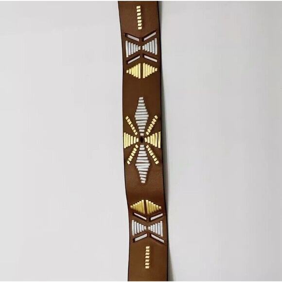 Cuirum Barcelona Spain Leather Designer Wide Belt Hand Tooling Size 95 EUC - Picture 9 of 13